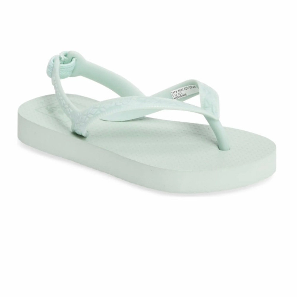Reef Escape Flip Flips Sz 3/4 Mint Green Thong Sandals Heel Strap Toddler NWOT